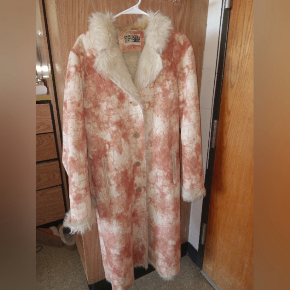 Vintage Suade Penny Lane afghan coat with faux fur lining